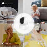 EZVIZ TY2 Caméra de Surveillance IP Wi-FI FHD 1080P rotative PTZ 360.Vision Nocturne Suivi Intelligent. Compatible avec Alexa Blanche