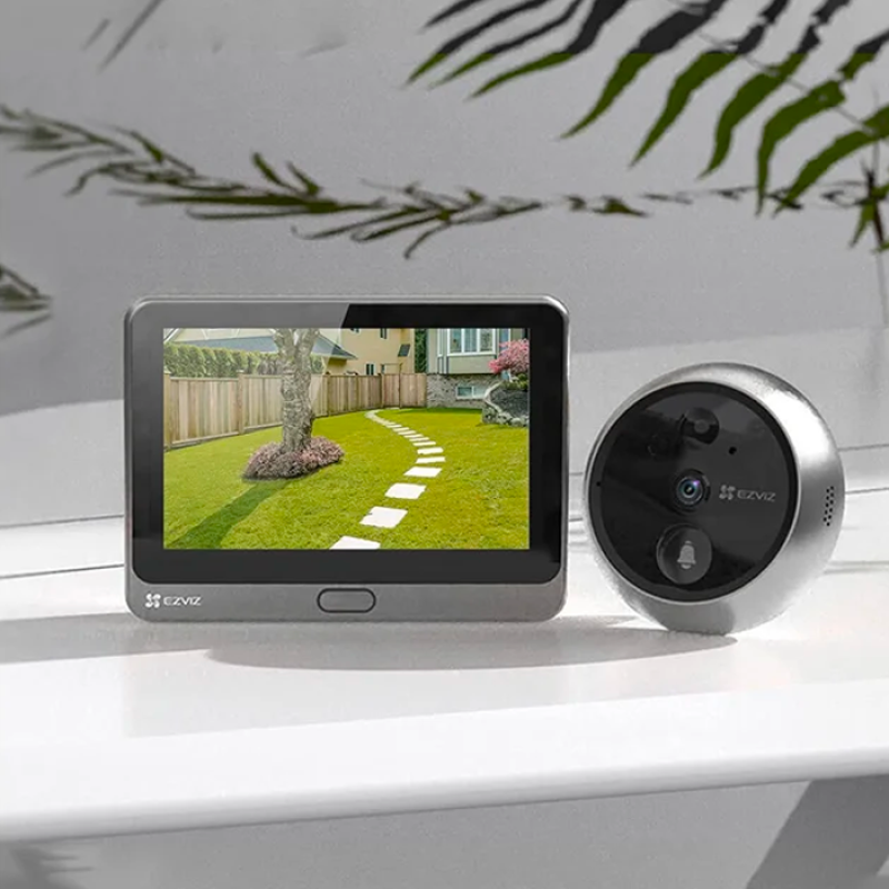 EZVIZ DP2C 1080P Judas Numérique, Visiophone Connecté Interphone Vidéo, Caméra avec 4.3 Pouces Moniteur sur Batterie 4600mAh, PIR Motion Detection, Audio Bidirectionnel, 5m Vision Nocturne