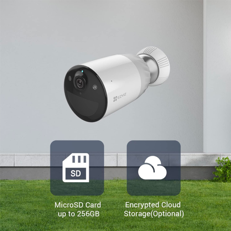 EZVIZ BC1 Supplémentaire, BC1 Base réquis, 1080P Caméra de Surveillance WiFi Extérieure sans Fil, 12900mAh, Autonomie de 365j, Détection de Mouvement PIR, Vision Nocturne en Couleur, IP66, H.265 [Classe énergétique A+]