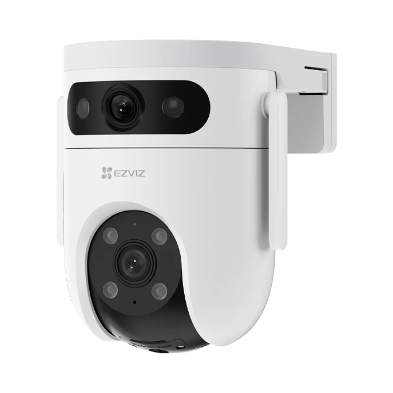 EZVIZ H7C - Caméra Wi-Fi panoramique et inclinable à double objectif Résolution d'objectif double 2K - Bouton d'appel de panique bidirectionnel - Détection humaine IA - Vue panoramique - Vision nocturne couleur