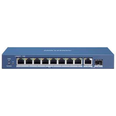 HIKVISION DS-3E0510P-E/M(O-STD) - Switch 8 Ports Gigabit POE Unmanaged (Gestion intelligente) - 1 Port Gigabit Fibre Optique SFP