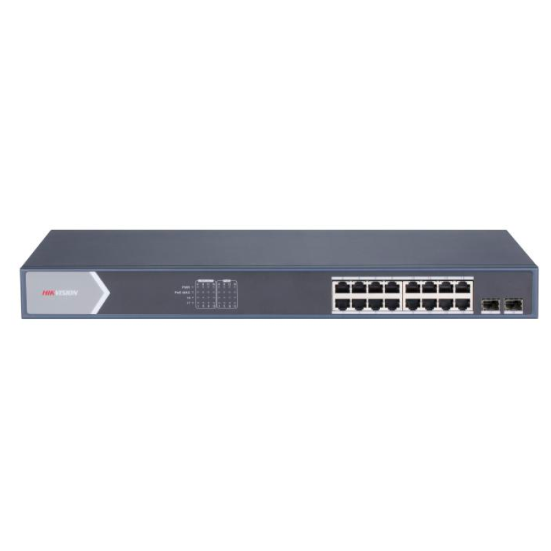 HIKVISION DS-3E0518P-E/M(O-STD) - Switch 16 Ports Gigabit POE Unmanaged (Gestion intelligente) - 2 Port Gigabit Fibre Optique SFP