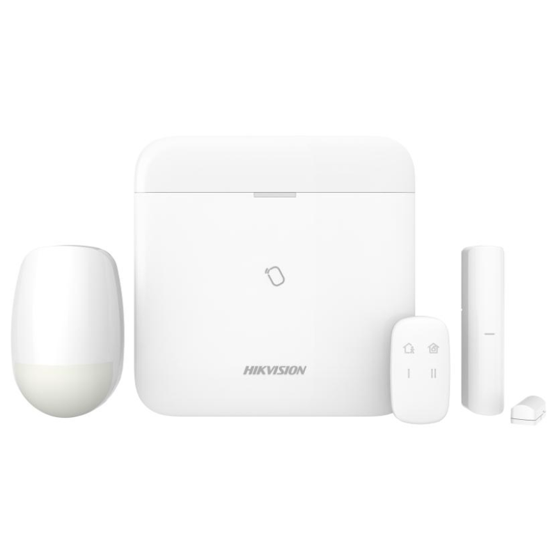 HIKVISION DS-PWA96-Kit-WE(O-STD) - Kit de Ax Pro (comprend 2 capteurs + 1 telecommande ) - Système d'alarme sans fil - Gère jusqu'au 96 Zones ou Equipements (Detecteur, Capteur…) Connectivité : TCP/IP, Wi-Fi et 3/4G (Puce) - Fréquence : 868MHz