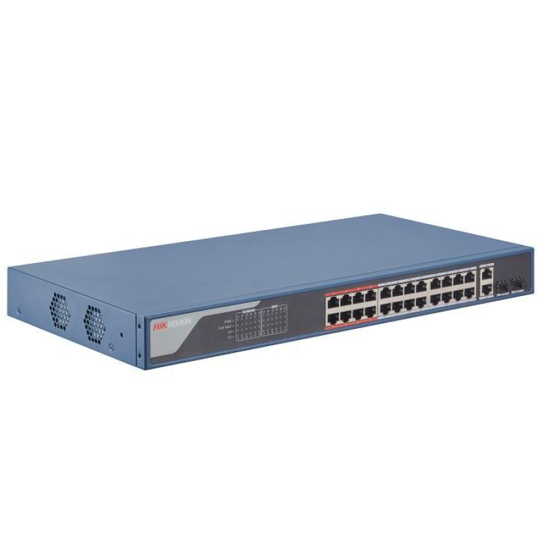 HIKVISION DS-3E1326P-EI(O-STD) - Switch 24 Ports POE - Smart Managed(Gestion intelligente) - 2 Ports Gigabit - PoE longue portée : 300m