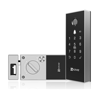 EZVIZ DL03 Pro Serrure à jante intelligente (Smart Rim Lock) - Compatible Bluetooth et Wi-Fi, accès par empreinte digitale, code d'accès et carte, contrôle à distance, alertes anti-sabotage, installation facile