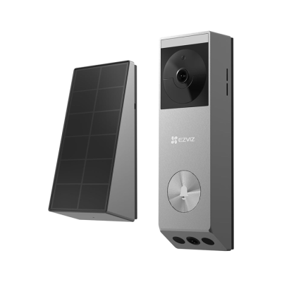 EZVIZ EP3x Pro Sonnette sans fil avec caméra de panneau solaire, 2K vidéo Doorbell avec double objectif, détection de personnes/paquet, vision nocturne en couleur, changeur de voix, 32 Go eMMC intégré