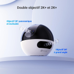 EZVIZ C7 Caméra de Surveillance WiFi Intérieure 4MP à Double Objectif, Caméra de Sécurité 360°, Détection de Personne/Animal, Audio Bidirectionnel, Vision Nocturne, Mode Patrouille/Confidentialité