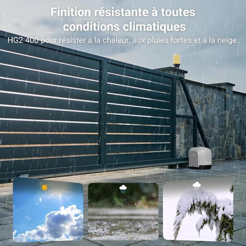 Motorisation de Portail Coulissant Connectée EZVIZ HG2 400 - Jusqu'à 400kg - Contrôle via App EZVIZ - Ouverture/Fermeture à Distance - Détection d'Obstacles - Silencieux & Robuste - Installation Facile - Compatible Maison Connectée