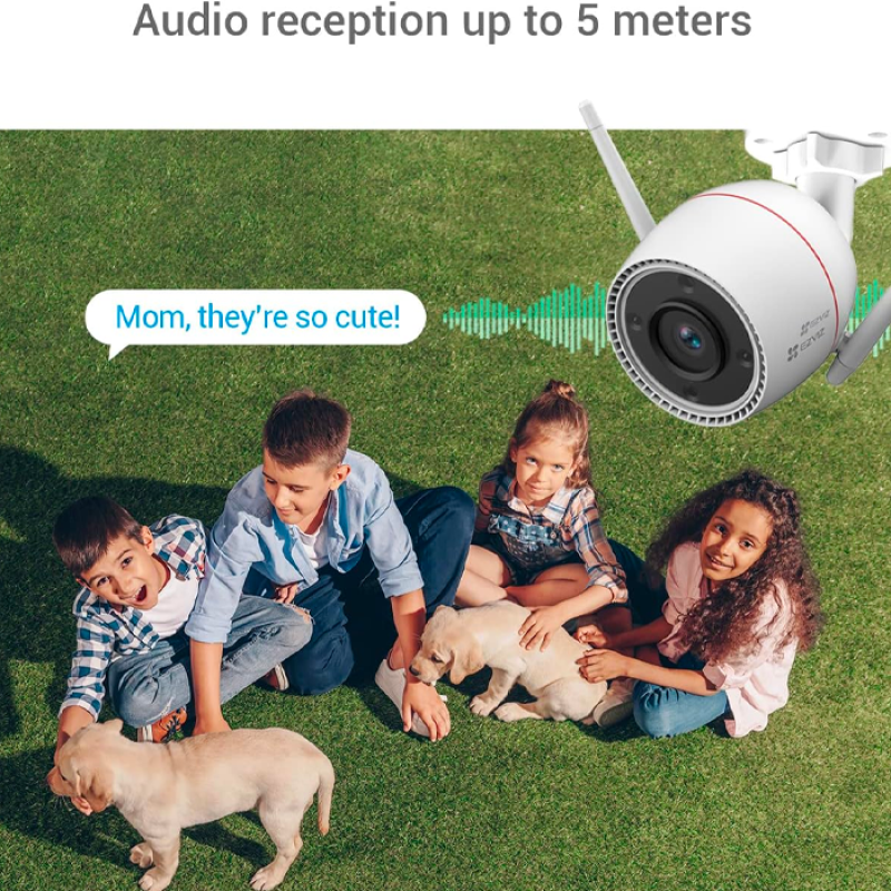 EZVIZ Outpro 2K Caméra de Surveillance Extérieure 2.4G WiFi avec Vision Nocturne en Couleur, Alarme Sirène et Flash, étanche IP67, Détection de Personne, Audio Bidirectionnel, H.265, Compatible Alexa