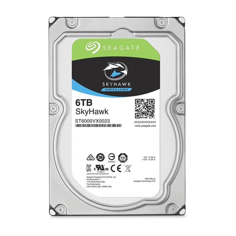 Disque dur Seagate SkyHawk Surveillance 3,5 pouces ST6000VX001 de 6 To (SATA 6 Go/s/256 Mo/5900 tr/min), argent