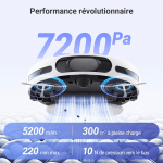 EZVIZ RS20 Pro Robot Aspirateur avec Serpillière Installation & Détachement Automatique, Brosse Latérale Surélevée, 7200 Pa, Nettoyage à l'eau Chaude 60°C, Séchage à l'Air Chaud, Balayage des Bords