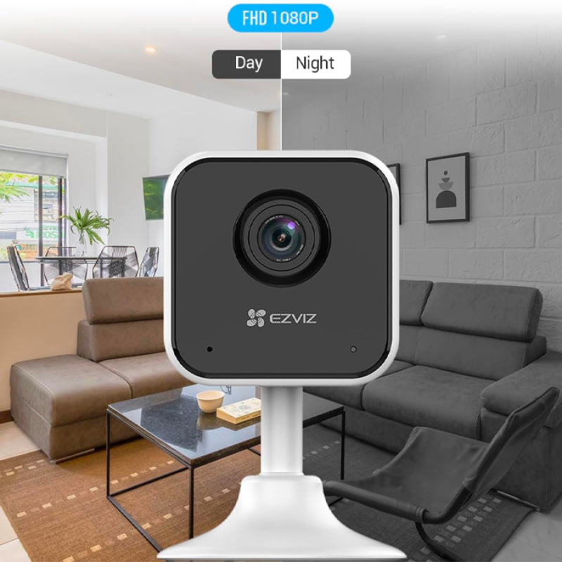 EZVIZ H1c (1080P) 2MP Caméra de vidéosurveillance pour la maison, WiFi, mini caméra de surveillance pour bébé avec vision nocturne, conversation bidirectionnelle, alerte sonore, détection de mouvement, prend en charge la carte MicroSD