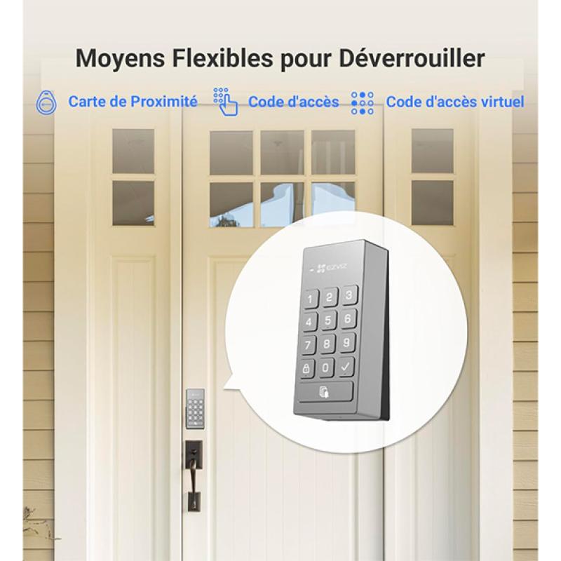 EZVIZ DL01 PRO Kit Smart Lock (DL01 PRO, DL01CP Keypad, A3-200 Gateway) avec Clavier Multifonctionnel et A3 Passerelle Domestique, Serrure Connectée fonction Bluetooth accès à distance, Serrure Smart Lock accès sans Clé pour Maison Connectée