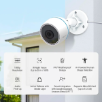 EZVIZ H3C 2MP Vision nocturne couleur, caméra de sécurité WiFi extérieure/extérieure, caméras de sécurité domestique, caméra de surveillance, sans abonnement avec étanchéité IP67, détection de mouvement, prise audio, Alexa/Google, 512 SD