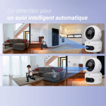 EZVIZ H7C - Caméra Wi-Fi panoramique et inclinable à double objectif Résolution d'objectif double 2K - Bouton d'appel de panique bidirectionnel - Détection humaine IA - Vue panoramique - Vision nocturne couleur