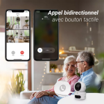 EZVIZ H7C - Caméra Wi-Fi panoramique et inclinable à double objectif Résolution d'objectif double 2K - Bouton d'appel de panique bidirectionnel - Détection humaine IA - Vue panoramique - Vision nocturne couleur