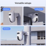 EZVIZ H9C (5 MP + 5 MP) Caméra Wi-Fi panoramique et inclinable à double objectif, Conversation bidirectionnelle | Détection humaine/véhicule alimentée par l'IA, Défense active avec sirène et lumière stroboscopique.