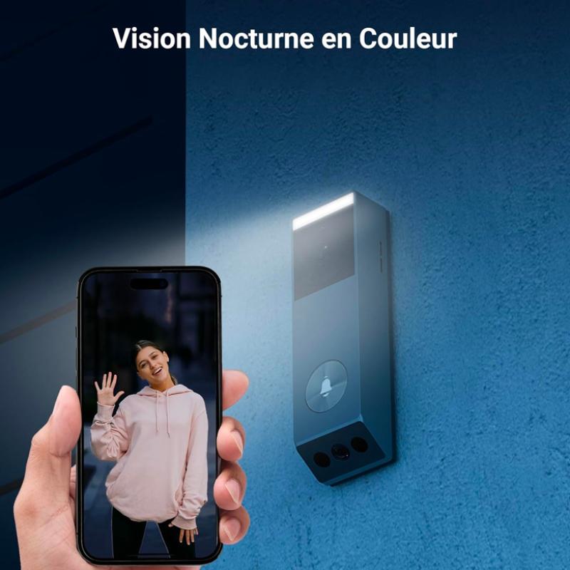 EZVIZ EP3x Pro Sonnette sans fil avec caméra de panneau solaire, 2K vidéo Doorbell avec double objectif, détection de personnes/paquet, vision nocturne en couleur, changeur de voix, 32 Go eMMC intégré