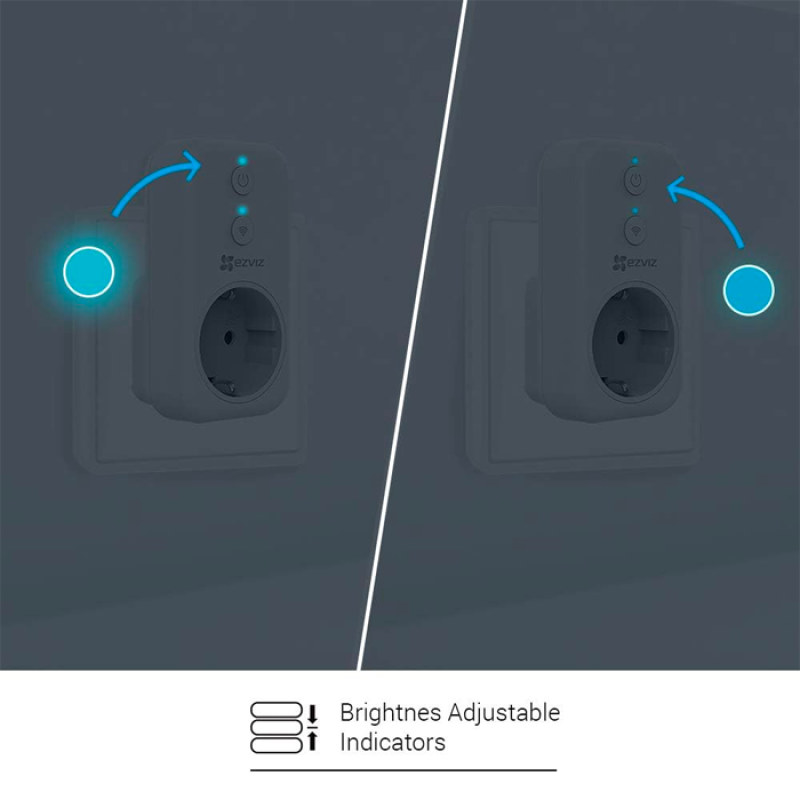 EZVIZ T31 Smart Plug, Prise Connectée WiFi, Commande vocale avec Alexa, Prise Intelligente avec Contrôler par Smartphone, Indicateurs de Luminosité Ajustables, 16A Prise Programmable Wi-Fi, 4000W