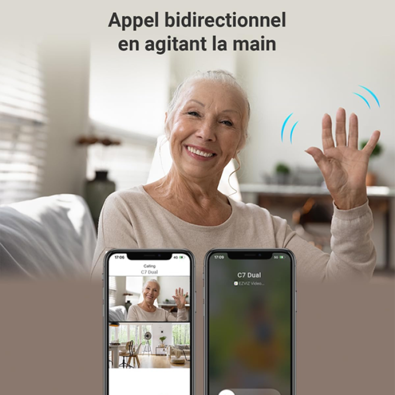 EZVIZ C7 Caméra de Surveillance WiFi Intérieure 4MP à Double Objectif, Caméra de Sécurité 360°, Détection de Personne/Animal, Audio Bidirectionnel, Vision Nocturne, Mode Patrouille/Confidentialité