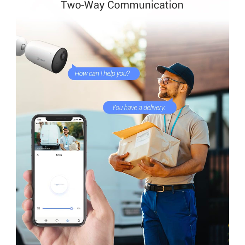 EZVIZ CB3 Caméra Surveillance WiFi Extérieure sans Fil 1080P avec Batteries Rechargeable 5200mAh, Détection de Forme Humain, Vision Nocturne en Couleur, Audio Bidirectionnel, Défense Active, IP66
