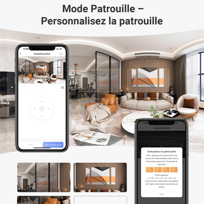 EZVIZ C7 Caméra de Surveillance WiFi Intérieure 4MP à Double Objectif, Caméra de Sécurité 360°, Détection de Personne/Animal, Audio Bidirectionnel, Vision Nocturne, Mode Patrouille/Confidentialité