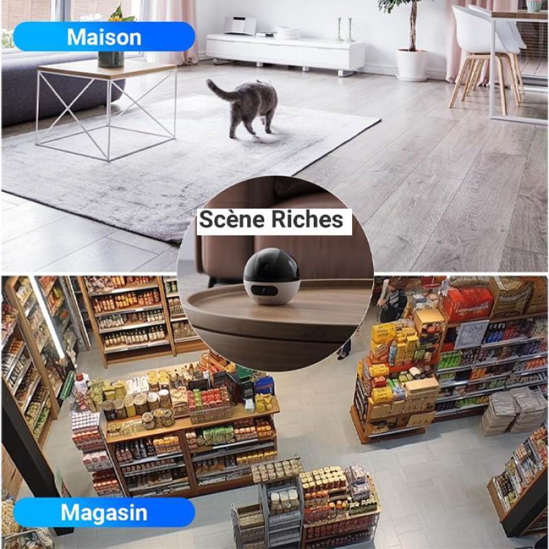 EZVIZ C7 Caméra de Surveillance WiFi Intérieure 4MP à Double Objectif, Caméra de Sécurité 360°, Détection de Personne/Animal, Audio Bidirectionnel, Vision Nocturne, Mode Patrouille/Confidentialité
