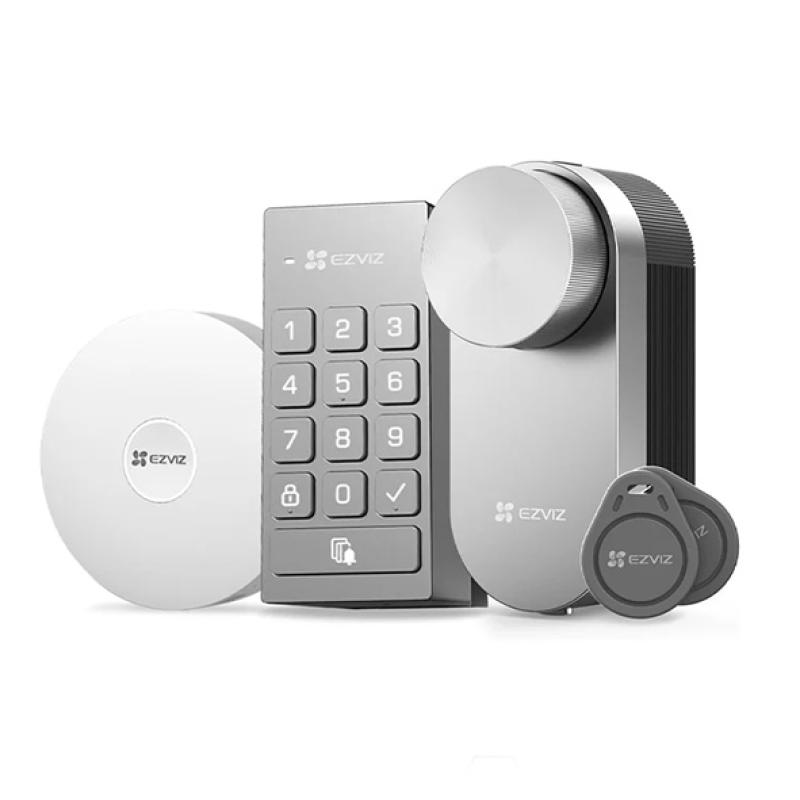 EZVIZ DL01 PRO Kit Smart Lock (DL01 PRO, DL01CP Keypad, A3-200 Gateway) avec Clavier Multifonctionnel et A3 Passerelle Domestique, Serrure Connectée fonction Bluetooth accès à distance, Serrure Smart Lock accès sans Clé pour Maison Connectée