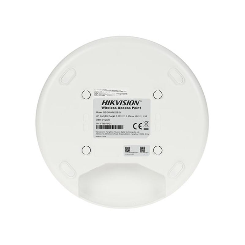 Hikvision DS-3WAP622E-SI - Point d'Accès Plafond Wi-Fi 6 AX1800 Mbps - 1 Port Gigabit PoE - Optimisation RF & Fast Roaming - 100+ Connexions Simultanées